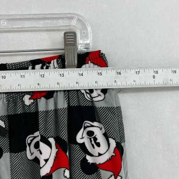 Disney Mickey Mouse Pajama Pants Womens L Gray Plaid Christmas Holiday Pull On - Picture 3 of 9